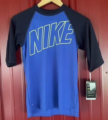 Nike Shirt Dri Fit  Rash Guard UPF Sun Raglan Colorblock Swimming Large New - Image 1 of 4
