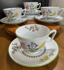 SPODE England Fine Stone W150 (4) SUMMER PALACE 7oz CUP & 5.75" SAUCER SETS -XPO - Picture 1 of 16