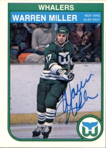 Warren Miller Signed Autographed 82/83 OPC O-Pee-Chee card Hartford Whalers
