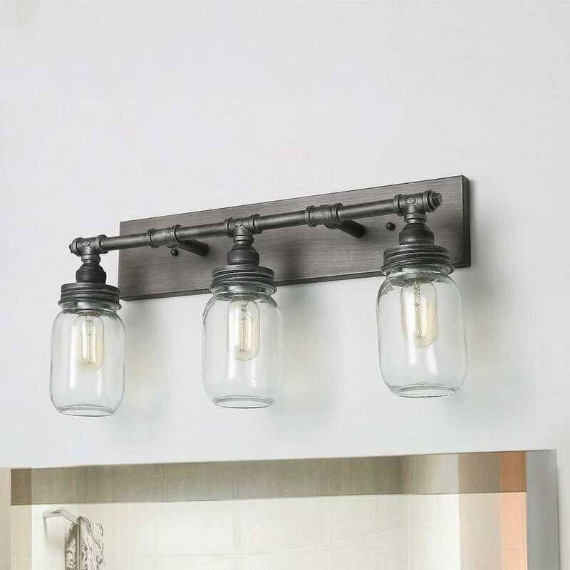 Williston Forge Blumberg Mason Jar 3 Light Dark Pewter Bathroom Vanity Fixture - Image 1 of 1
