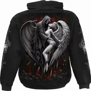 SPIRAL DIRECT FORBIDDEN Hoody/Reaper/Skull/Biker/Tattoo/Goth/Skull/Hood - Picture 1 of 3