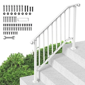 VEVOR 3-4 Step Handrails for Outdoor for Seniors Porch Deck Retro Arch White - Picture 1 of 12