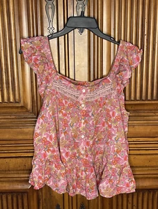 Lucky Brand Damen Top Medium Rosa Boho Cottagecore Häkel Babydoll Festival - Bild 1 von 14