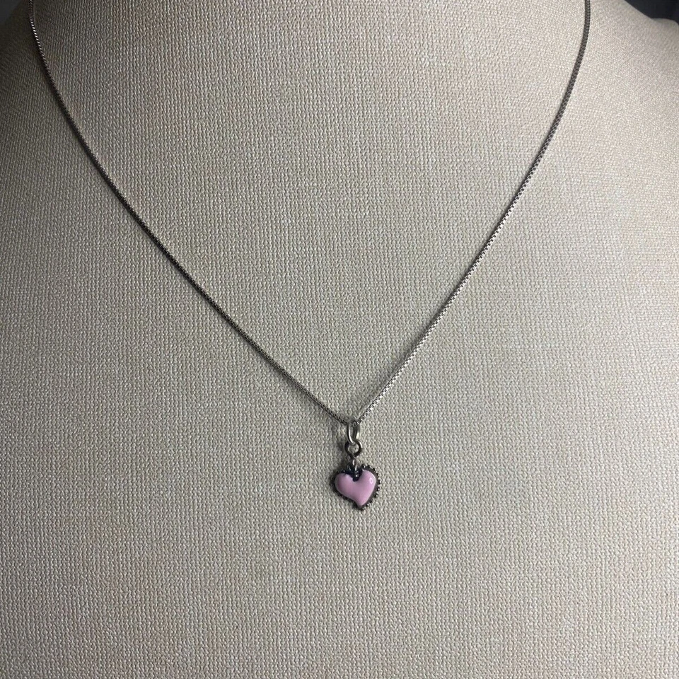 Collana argento 925 con ciondolo cuore sacro smaltato  - Ebolibijoux - Immagine 1 di 1