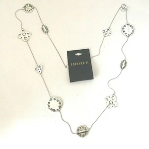 NP6067 DESIGNER INSPIRED UNIQUE SILVER TONE METAL CHAIN NECKLACE - Picture 1 of 1