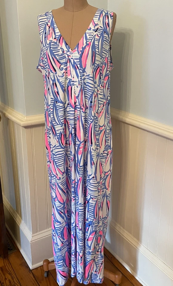 Maxi Vestido Lilly Pulitzer Amina, Rojo Devolución Derecha, Talla L Foto 1 de 4