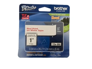 Brother TZE252 P-Touch Red on White Laminated Label Tape 1" x 314" OpenBox - Picture 1 of 3