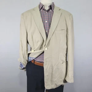 Alan Flusser Herren Sport Mantel Blazer Zwei Knopf Beige Leinen Viskose Größe LARGE - Bild 1 von 16