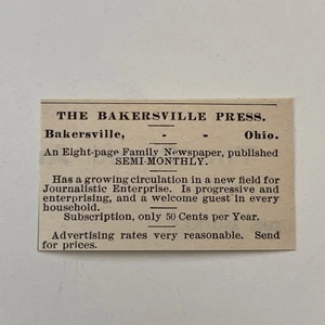 The Bakersville Press Family Newspaper OH 1890 Newspaper Ad SAI7-S10 - Picture 1 of 2