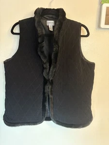 Chico’s Travelers Women’s Size 2 (Equivalent L/XL) Black Quilted Zip Front Vest - Picture 1 of 3