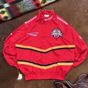 VINTAGE - 90S - FIRESTONE - RACING JACKET - NASCAR - SNAP BUTTON - RED - MEDIUM  - Picture 1 of 8