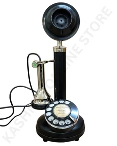 Vintage Candlestick Phone – Antique Old Style Rotary Dial Retro Desk Telephone . - Picture 1 of 14
