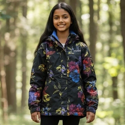 Columbia Omni Tech Jacket Waterproof Outgrown Youth Sz M 10/12 Wildside Floral - Image 1 of 4