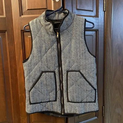 Chaleco S Merokeety Mujer Espiga Negro Blanco Acolchado Bolsillos Cremallera Completa Pequeño Foto 1 de 4