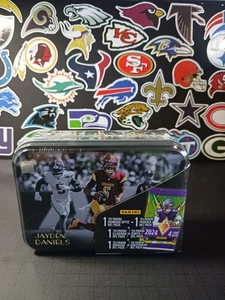 PANINI MJ HOLDINGS 2024 FOOTBALL TIN SEALED 4 PACKS 16 CARDS. JAYDEN DANIELS - Picture 1 of 5