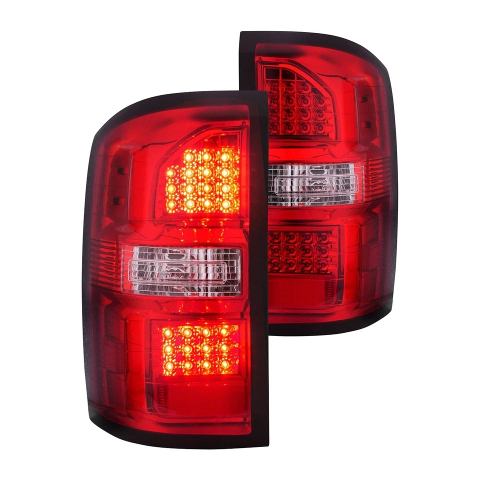 For GMC Sierra 2500 HD 14-19 Driver & Passenger Side Chrome/Red LED Tail Lights Foto 1 de 4