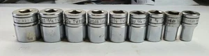 9 pc Snap-On TW 1/2" Drive 6-Point SAE 7/16"-1" Flank Drive Shallow Sockets - Foto 1 di 12