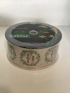 Members Mark Merry Christmas Wreath Multicolored Wire Edge Ribbon 2.5” X 50yds - Picture 1 of 4