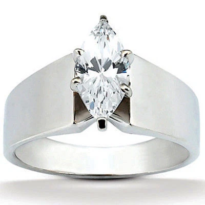 1 ct Marquise Cut Diamond Solitaire Wedding 14K White Gold Ring, D IF GIA cert. - Image 1 of 4
