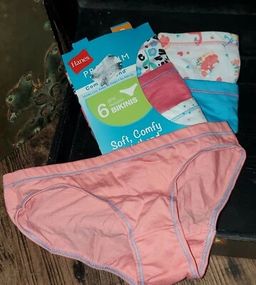 Hanes Premium 6 Bikinis Ropa Interior Niñas Talla 8 Nuevo Con Etiquetas Floral Turquesa Naranja * Foto 1 de 3