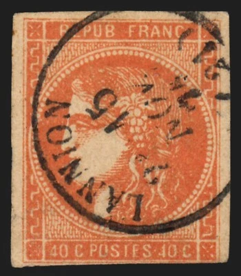 n°48, Cérès Bordeaux, 40c orange, oblitéré petit càd Type16 LANNION - Photo 1/2