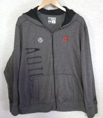 WISCONSIN BADGERS Adidas Ultimate Hoodie Rose Bowl Full Zip Women's Size 2X - Image 1 of 4