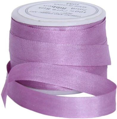 Threadart 100% Pure Silk Ribbon -7mm Lavender - No.571 - 10 Meters - Image 1 of 4