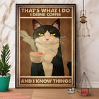 Tuxedo Cat Drink Coffee And Know Things Art Print Paper Poster No Frame Wall .