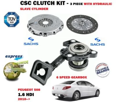 FOR PEUGEOT 508 1.6 HDI 6 SPEED 2010-> CSC CLUTCH KIT + HYDRAULIC SLAVE CYLINDER - Image 1 of 2
