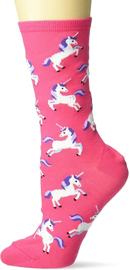 Hotsox Womens Unicorn Socks, Hot Pink, 1 Pair, Womens Shoe 4-10 - Image 1 of 1