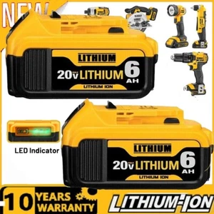 2pack replace For DeWalt 6AH 20 Volt MAX Lithium Ion Power Tool Battery DCB206-2 - Picture 1 of 12