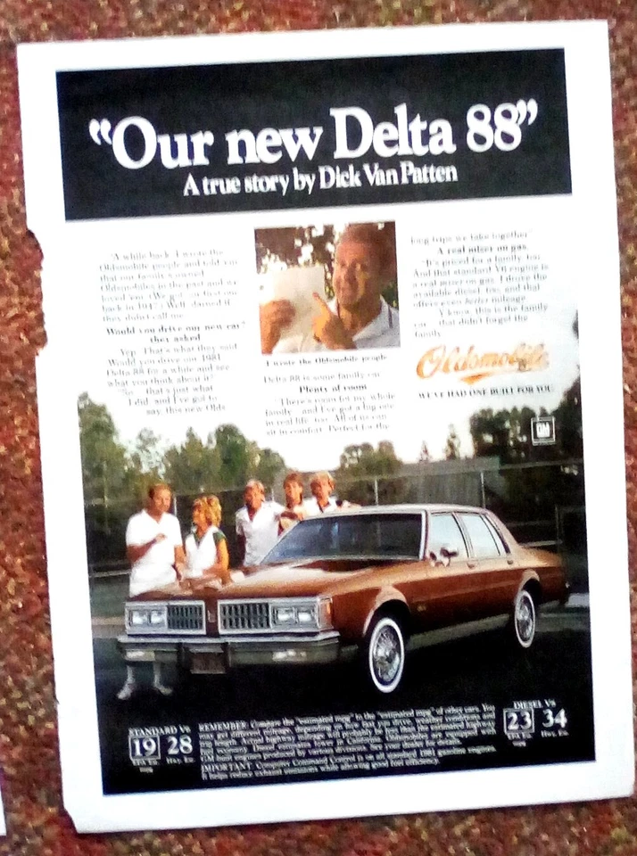 1981 Oldsmobile New Delta 88 Dick Van Patten Print Ad - Image 1 of 1