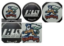 GRAND RAPIDS GRIFFINS VINTAGE IHL OFFICIAL HOCKEY PUCK INGLASCO + VEGUM MFG.