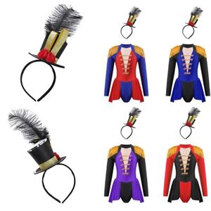 Kids Girls Ringmaster Circus Costume Zipper Halloween Cosplay Outfit Patchwork