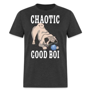 Chaotic Good Pug with D20 Die RPG Gamer Unisex T-Shirt - Picture 1 of 14