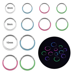 1 Pc Titanium Septum Ring Glow in the Dark Segment Ring Earrings Nose Piercing - Picture 1 of 30