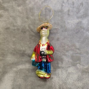 blown Glass Alligator Ornament tropical tourist camera sun hat - Picture 1 of 11