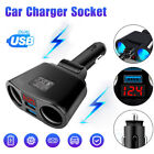 Dual USB Charger Power Adapter Car LCD Cigarette Lighter Socket  Splitter DC 12V