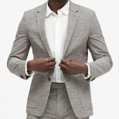 CHAQUETA BLAZER BANANA REPUBLIC TALLA 42S ABRIGO DEPORTIVO MODERNA AJUSTADA A CUADROS NUEVA Foto 1 de 4