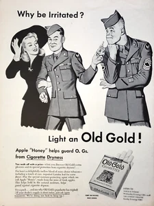 Anuncio impreso Cigarrillos de oro antiguos 1945 10,5x13 Why Be Irritated WWII Soldiers - Imagen 1 de 1