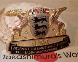 BADGE ADAC Landesausstellung RALLY 1955 EXHIBITION Wurttemberg COAT-OF-ARMS A75 - Picture 1 of 8