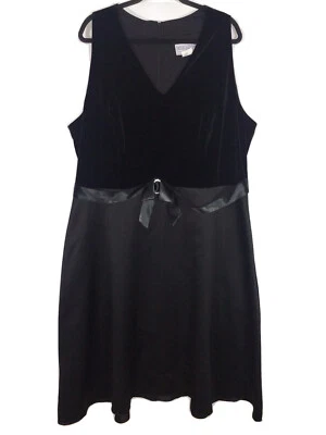 Jessica Howard Mujer Negro Terciopelo Satinado Fiesta Noche Vestido Cinta Cremallera Plus 24W Foto 1 de 4