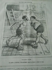Caricature 1876 - Skating Bath Le patin à roulettes dans les bains - Foto 1 di 1