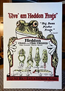 REPRODUCTION Heddon Frogs Standing Advertising Die Cut - Picture 1 of 1