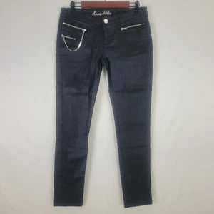 Love Notes Jeans Junior 7/8 schwarz niedriger Bund Goth Skinny Bein Reißverschluss Kette Tasche - Bild 1 von 19