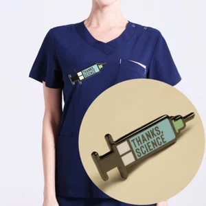 5x Vaccine Syringe Badge Support Gift Hard Enamel Lapel Pin Decor Thanks Science - Picture 1 of 6