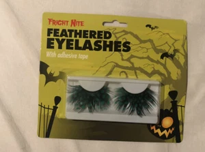 Long Feather Strip Lashes Green Dots False Eyelash Costume Halloween Makeup - Picture 1 of 2