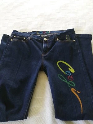 Coogi Jeans Australia Embroidered Pockets Colorful Dark Blue Size 10 Waist 36" - Image 1 of 4