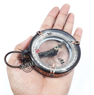 Brújula de vidrio de latón Steampunk vintage funcionando coleccionable náutica marítima Foto 1 de 4