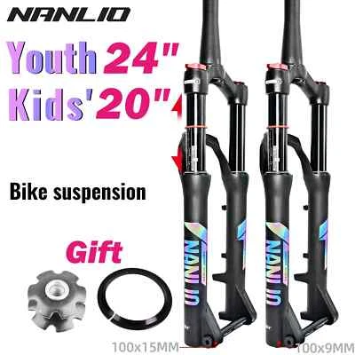 20 24in 100 120 140mm Travel MTB Shock Fork Shoulder Lock Cone/Straght Forks - Image 1 of 4